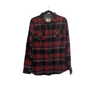 Legendary Whitetails Red Black Long Sleeve Button Up Plaid Flannel Shirt Size M